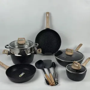 اواني طبخ سوداء فاخره غير لاصقه - selling luxury black non-stick aluminum cooking