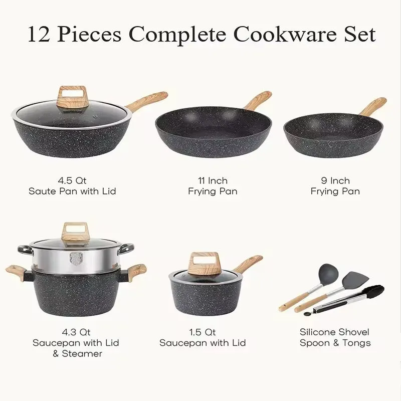 اواني طبخ سوداء فاخره غير لاصقه - selling luxury black non-stick aluminum cooking