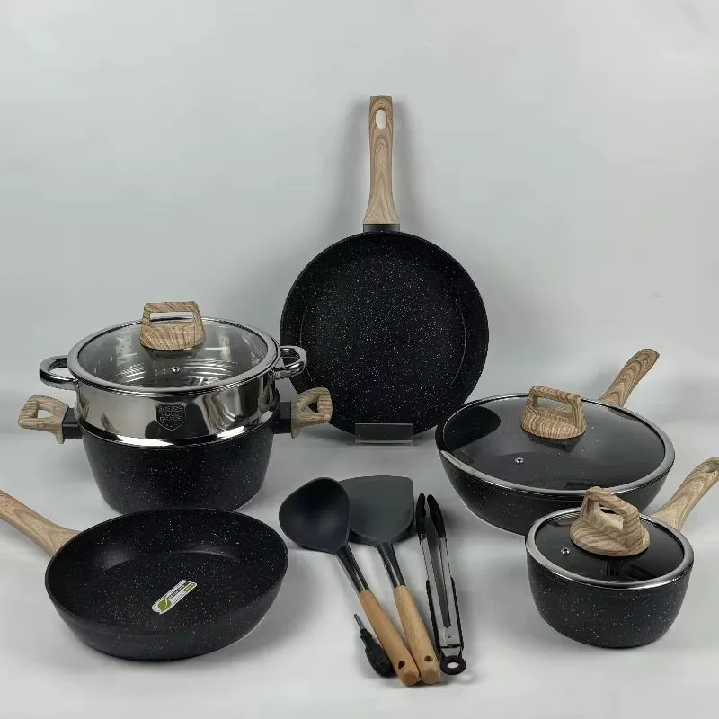 اواني طبخ سوداء فاخره غير لاصقه - selling luxury black non-stick aluminum cooking