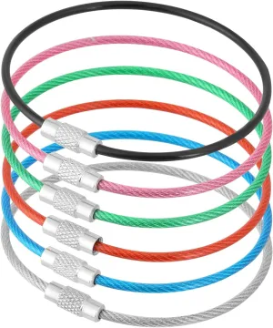 6 Pack Key Ring Wire Keychain Cable Large Key Rings Key Chain for Hanging Luggage Tags, Key Tags and Tag Keepers(6.6 Inch/17cm)