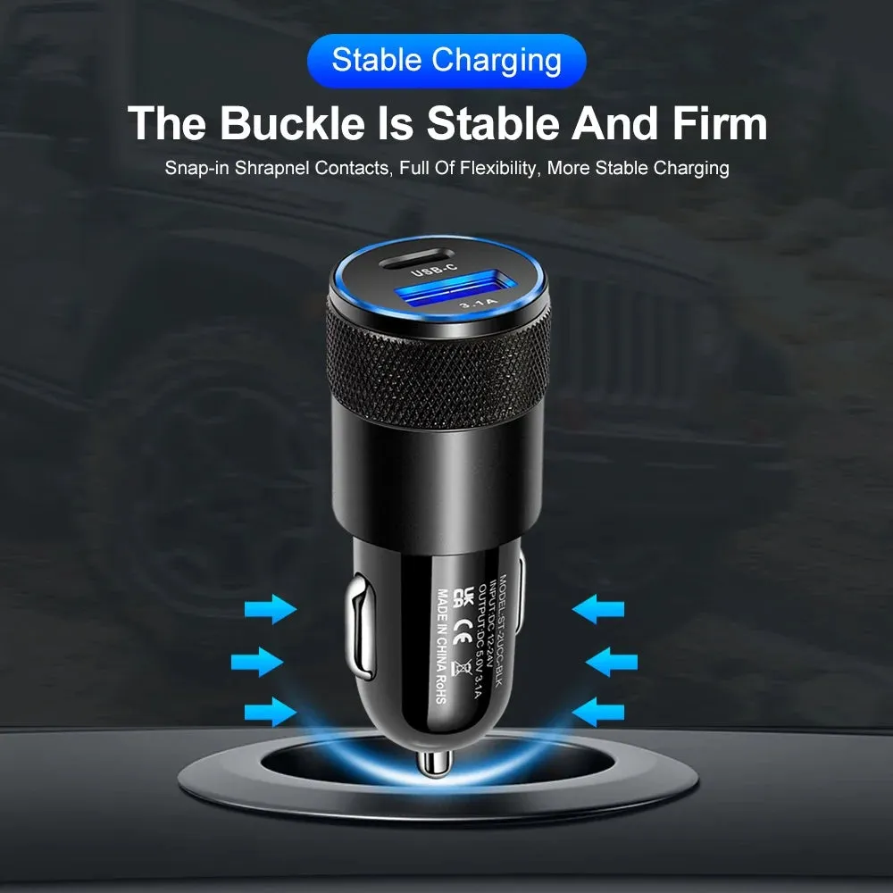 66W USB-C Fast Car Charger with Dual Ports