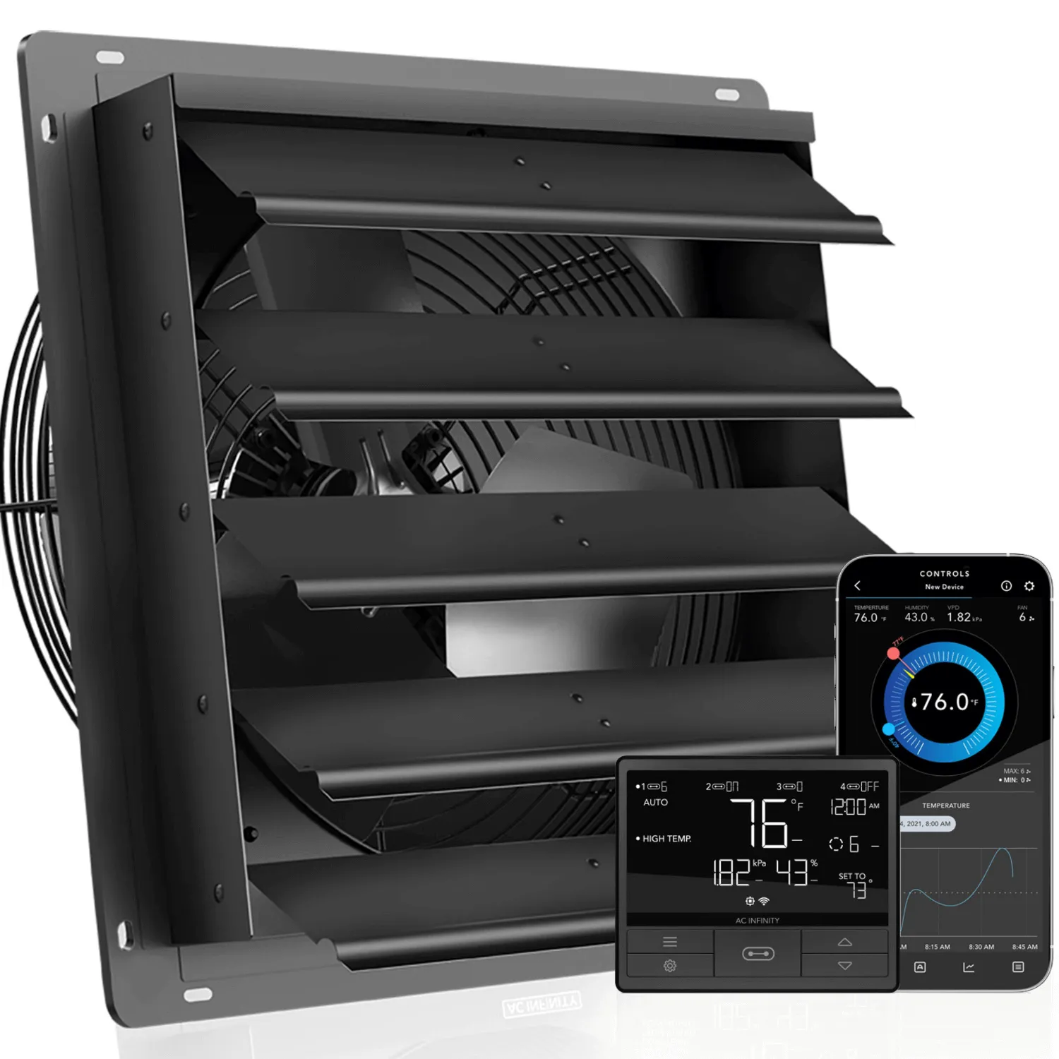 AC Infinity AIRLIFT T20, Shutter Exhaust Ventilation Fan 20", Temperature Humidity Controller