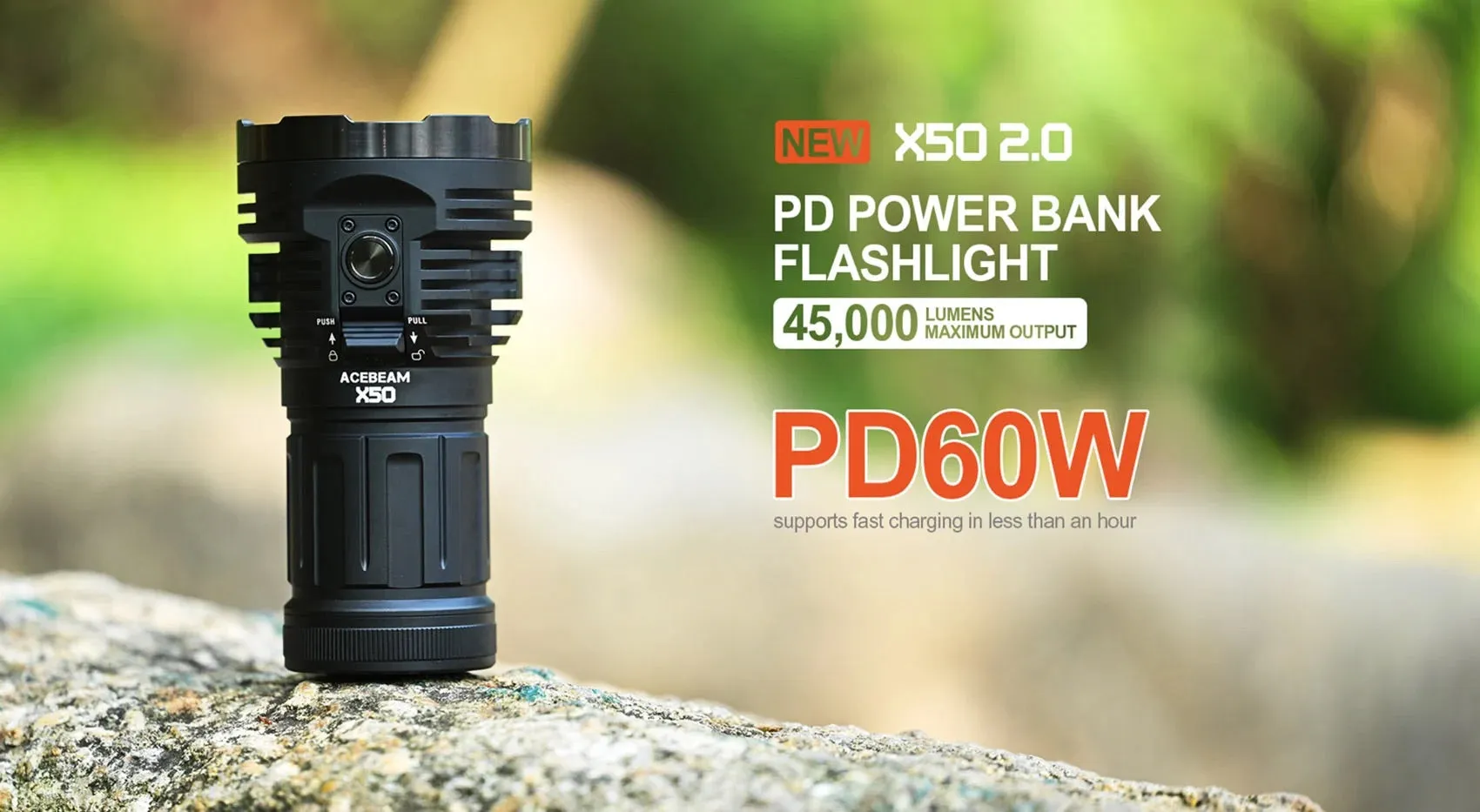 Acebeam X50 2.0 45000 Lumen USB-C Rechargeable Flashlight / Powerbank 8 x CREE LEDs