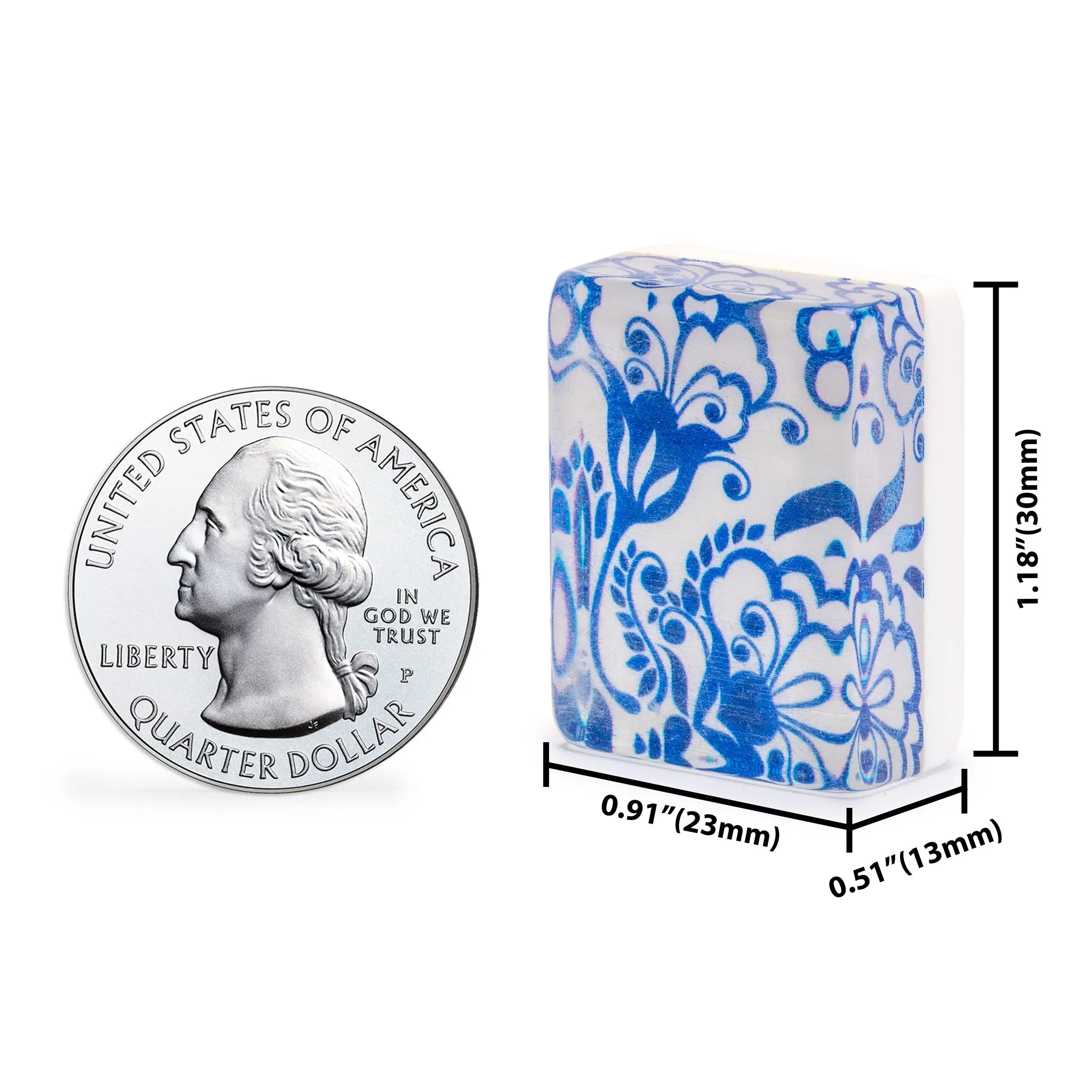 American Mahjong Set, "Chinoise II" with Floral Blue Soft Case - Racks with Pushers, Scoring Coins, Dice, and Wind Indicator