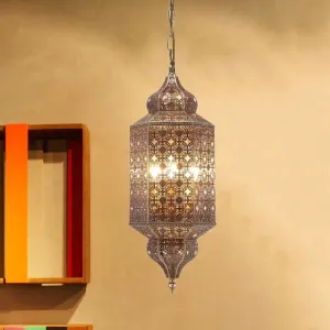 Antiqued Brass 1-Bulb Pendant Lantern Light Fixture for Restaurants
