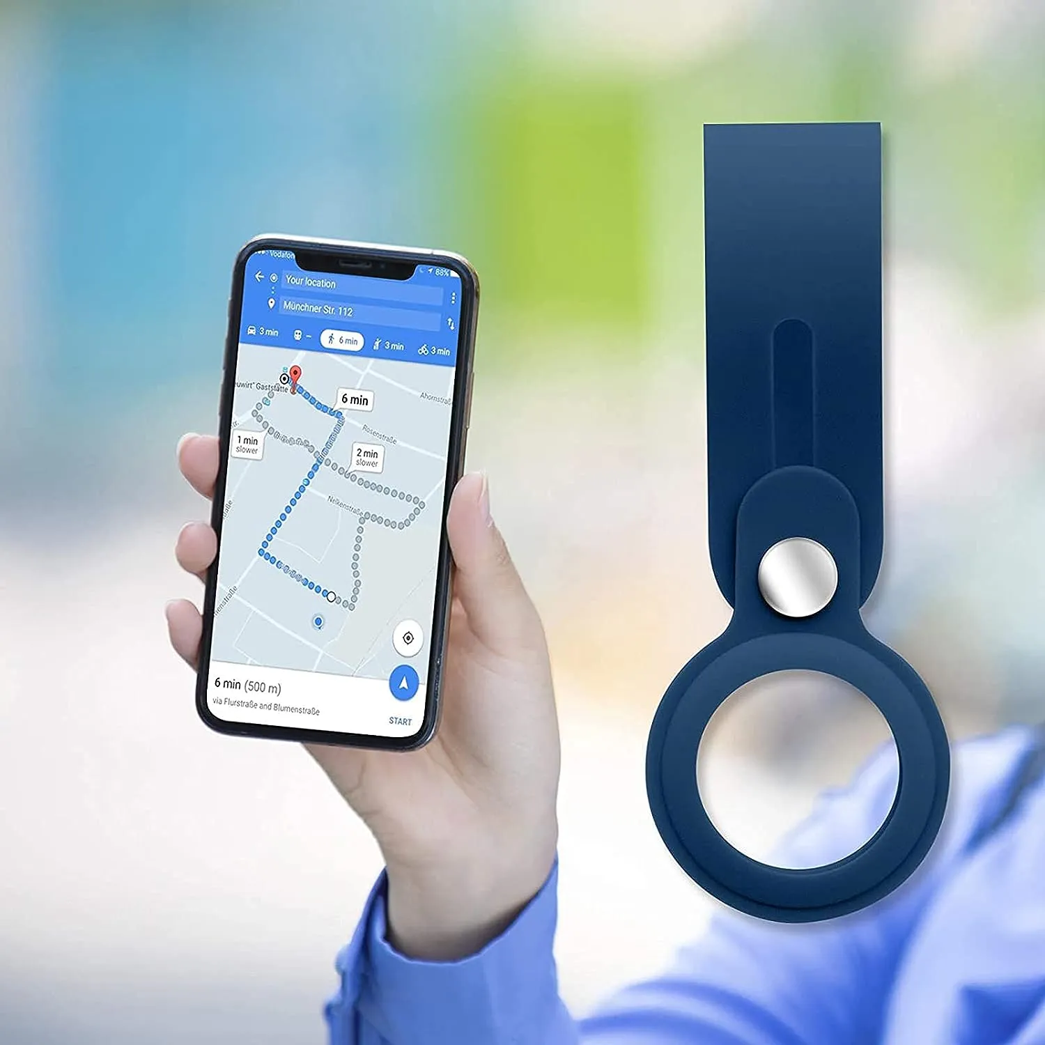 Apple Airtags-(2021) Loop Case (FOSO) | Silicone - Blue