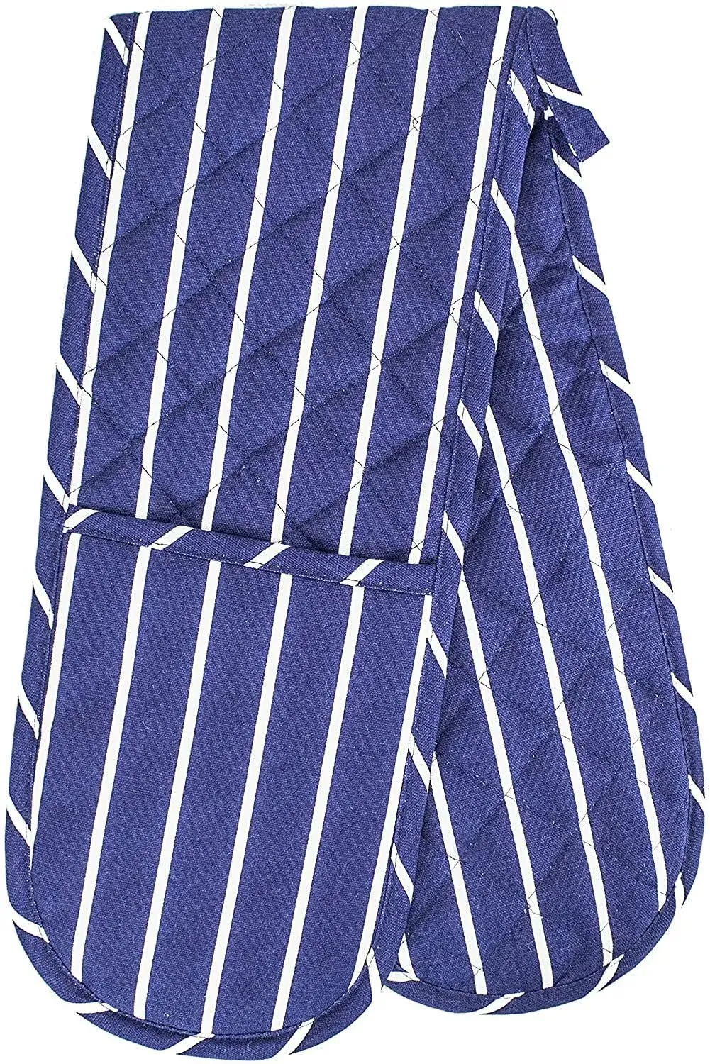 Double Oven Gloves, Blue, Traditional Oven Gloves and Pot Holder, 36" Reach