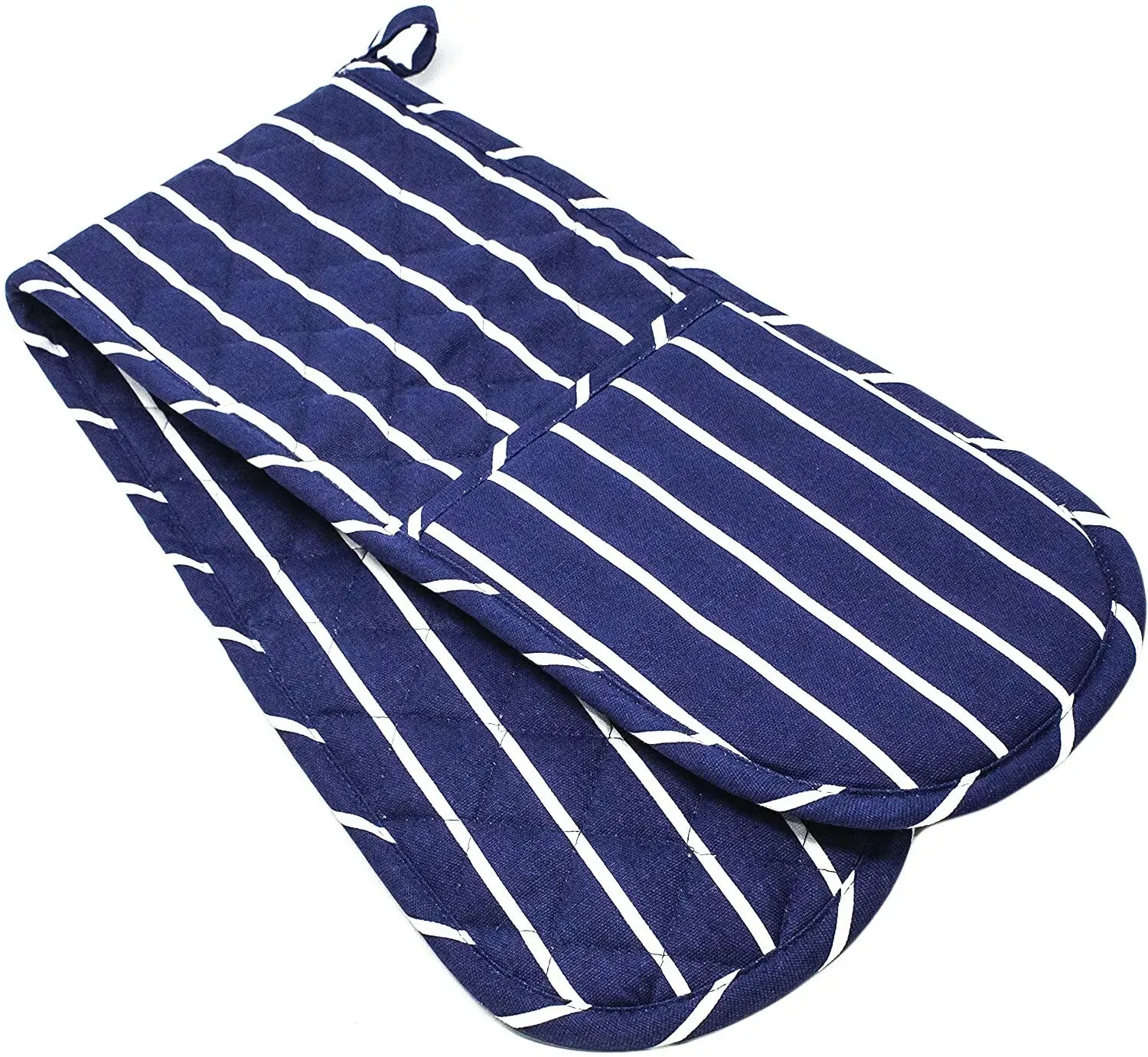 Double Oven Gloves, Blue, Traditional Oven Gloves and Pot Holder, 36" Reach