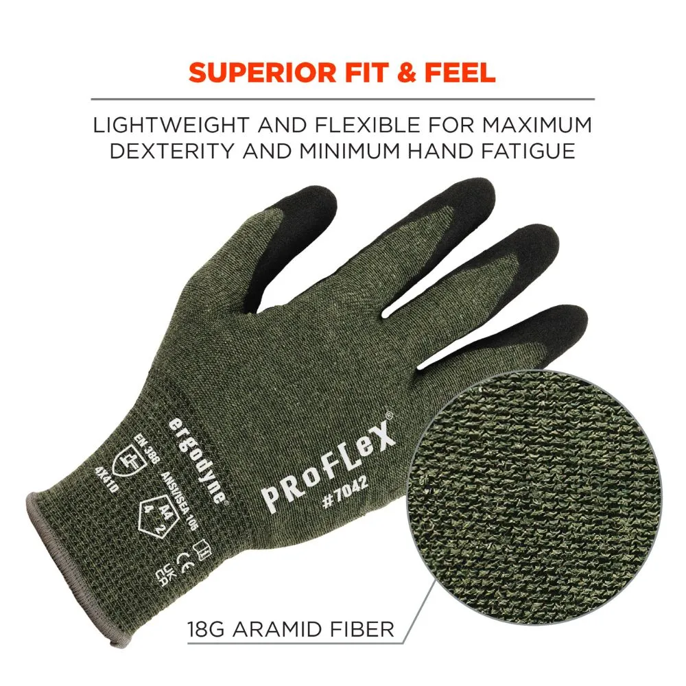 Ergodyne 10346 #7042 1-pair 2XL Green ANSI A4 Nitrile Coated CR Gloves