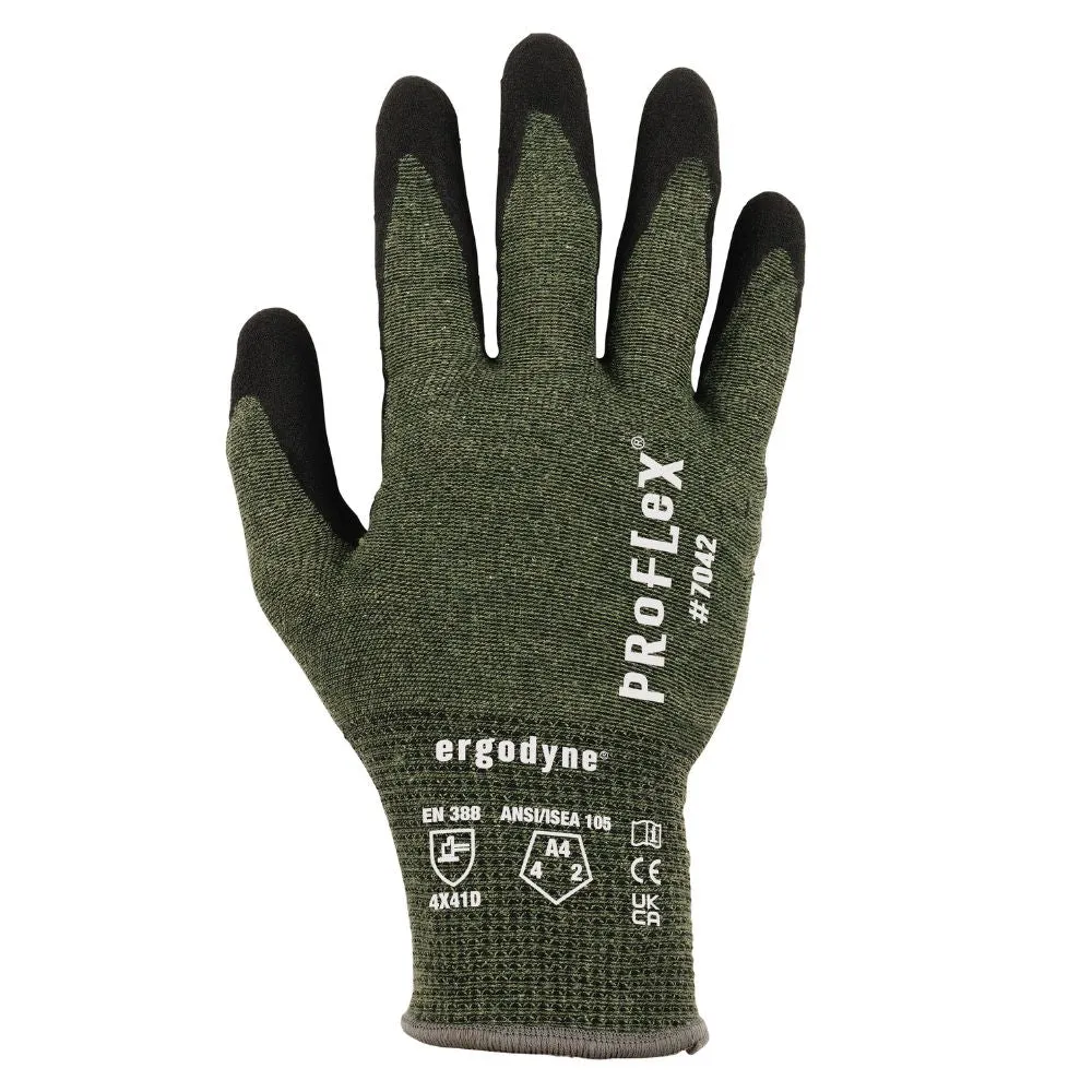 Ergodyne 10346 #7042 1-pair 2XL Green ANSI A4 Nitrile Coated CR Gloves
