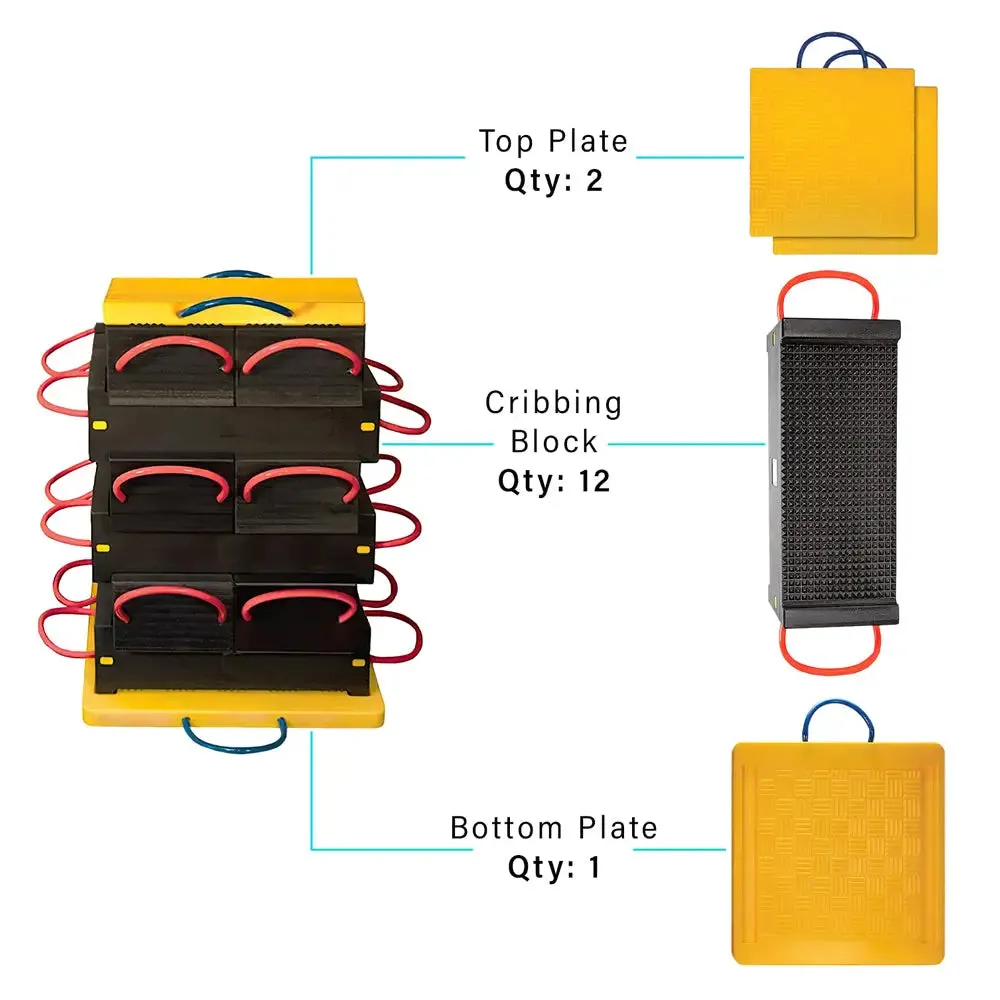 Esco 12 Blocks Cribbing System w/ Stability Plates, 32.5" Max Height - 12531