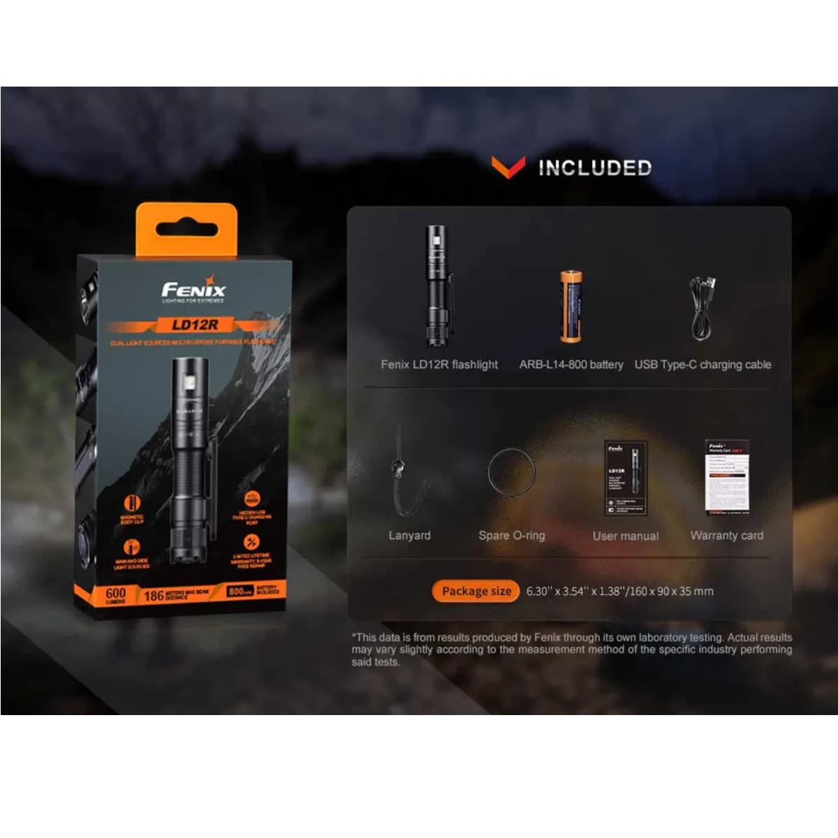 FENIX LD12R 600 LUMEN RECHARGEABLE EDC FLASHLIGHT