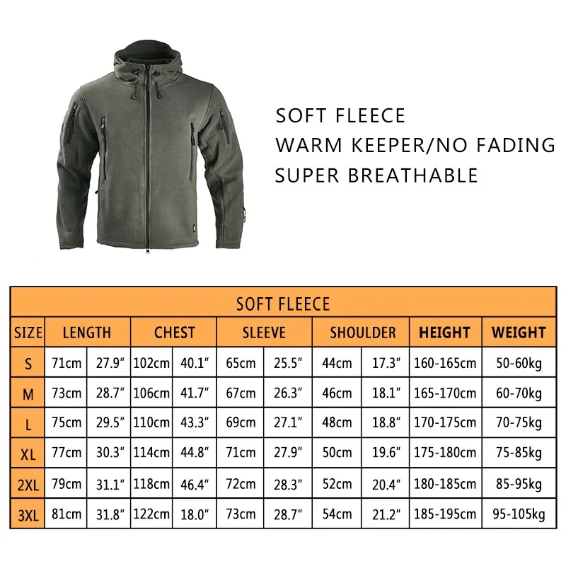 Fleece Tactical Jackets Men Military Clothing Hunting Outfit Army Safari Thermal Airsoft