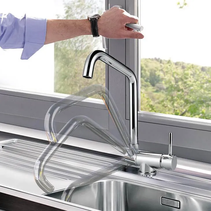 Homelody Front Window Kitchen Faucet Single Lever Swivel Spout Rotatable