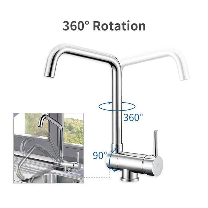 Homelody Front Window Kitchen Faucet Single Lever Swivel Spout Rotatable