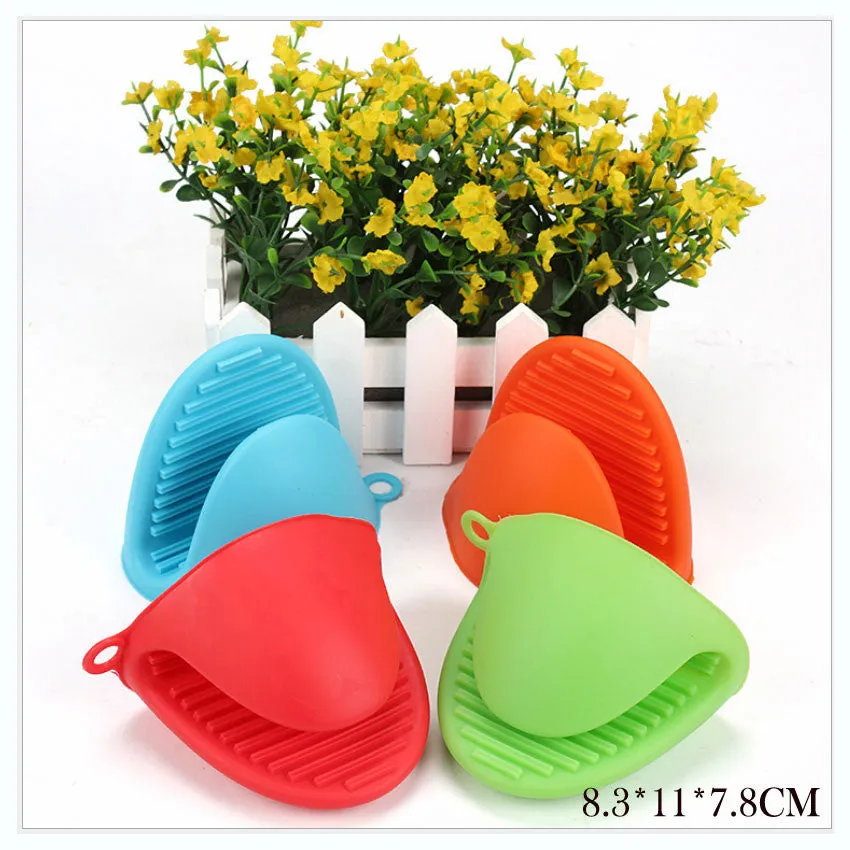 Kitchen Cooking Oven Glove Heat Resistant Silicone Cake Bakeware Gloves Short Finger Hand Clip Oven Mitts P Anti-Slip Pot Holder