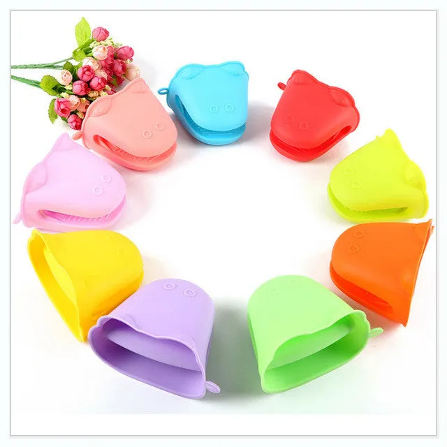Kitchen Cooking Oven Glove Heat Resistant Silicone Cake Bakeware Gloves Short Finger Hand Clip Oven Mitts P Anti-Slip Pot Holder