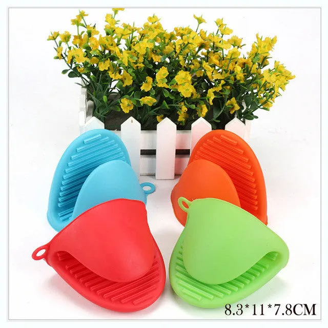 Kitchen Cooking Oven Glove Heat Resistant Silicone Cake Bakeware Gloves Short Finger Hand Clip Oven Mitts P Anti-Slip Pot Holder