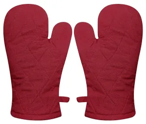 Kuber Industries Heat Resistant Cotton Kitchen Oven Mitt Microwave Gloves, Set of 2 (Maroon), Standard (HS40KUBMART023979)