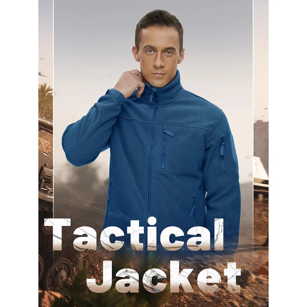 MAGCOMSEN Men's Fleece Jackets Fall Winter Cold Weather Thermal Safari Jackets Windproof Full Zip Jackets Field Work Outwear
