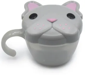 Melii Snack Container With Finger Trap - Grey & Pink Bulldog