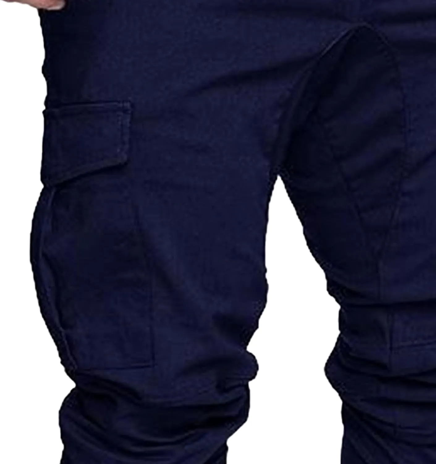 Men's Solid Drawstring Comfort Joggers Pants Casual Elastic Waist Cargo Trousers Cotton Baggy Work Hiking Pants