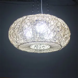 Modernist Hanging Rattan Lantern Light: Wood Ceiling Pendant Lamp for Living Room