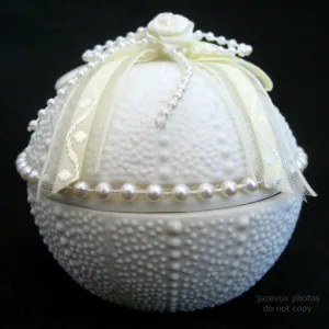 NEW Cream WHITE CERAMIC ROUND Box Trinket Treasure Jewelry CONTAINER CONTAINERS Faux Pearls