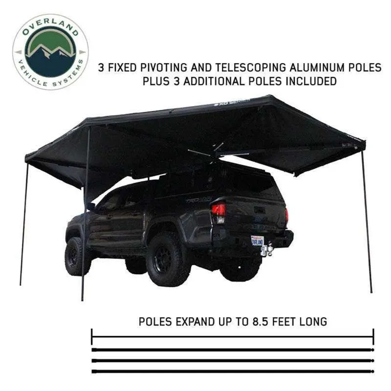 Overland Vehicle Systems XD Nomadic 270 Degree Awning & Wall Kit Combo with Lights, Black Out, Black Body , Trim, And Travel Cover