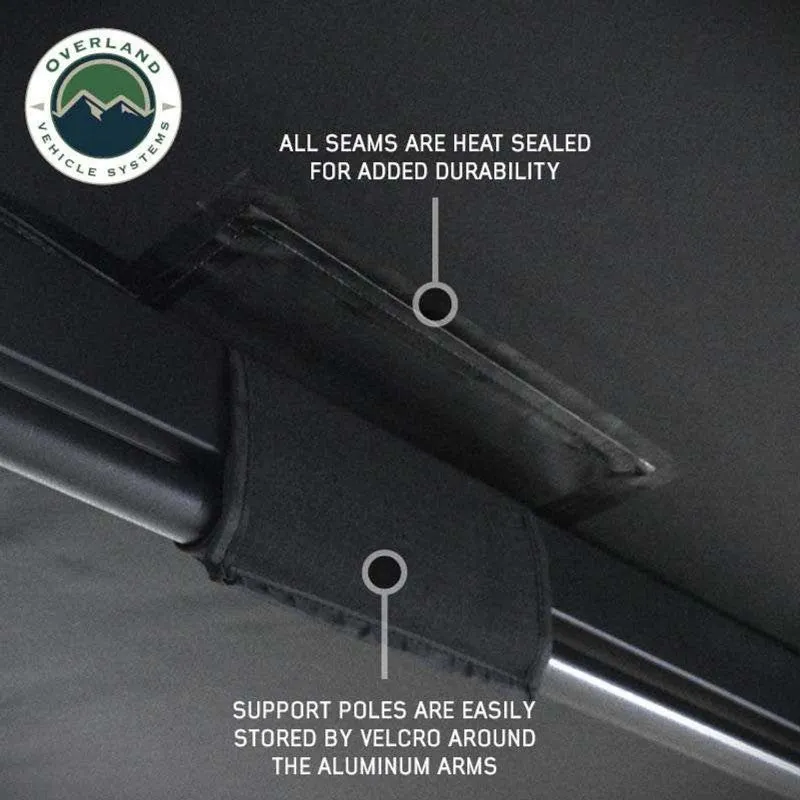 Overland Vehicle Systems XD Nomadic 270 Degree Awning & Wall Kit Combo with Lights, Black Out, Black Body , Trim, And Travel Cover