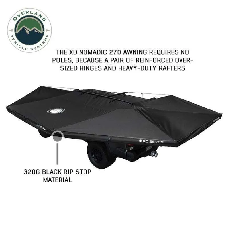 Overland Vehicle Systems XD Nomadic 270 Degree Awning & Wall Kit Combo with Lights, Black Out, Black Body , Trim, And Travel Cover