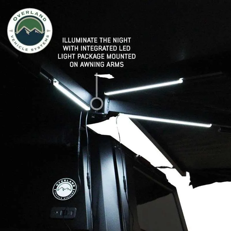 Overland Vehicle Systems XD Nomadic 270 Degree Awning & Wall Kit Combo with Lights, Black Out, Black Body , Trim, And Travel Cover