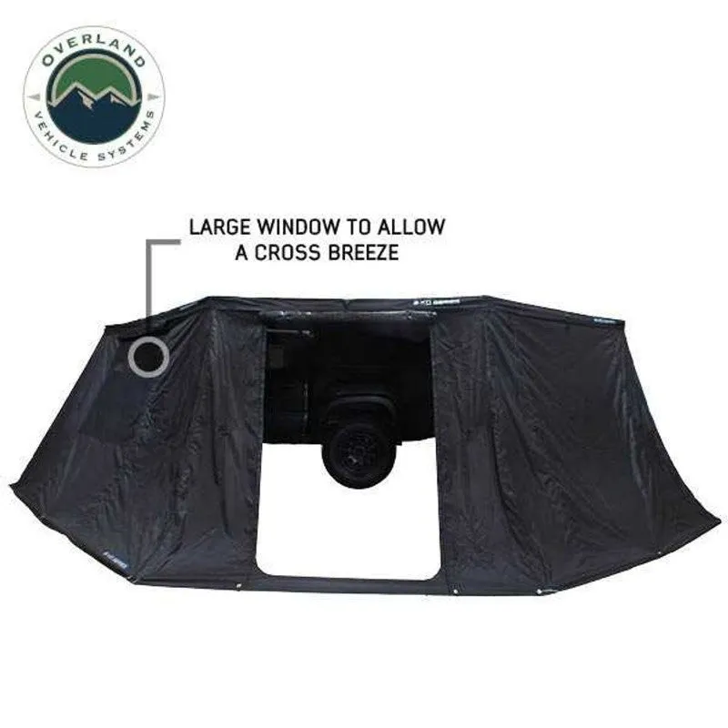 Overland Vehicle Systems XD Nomadic 270 Degree Awning & Wall Kit Combo with Lights, Black Out, Black Body , Trim, And Travel Cover