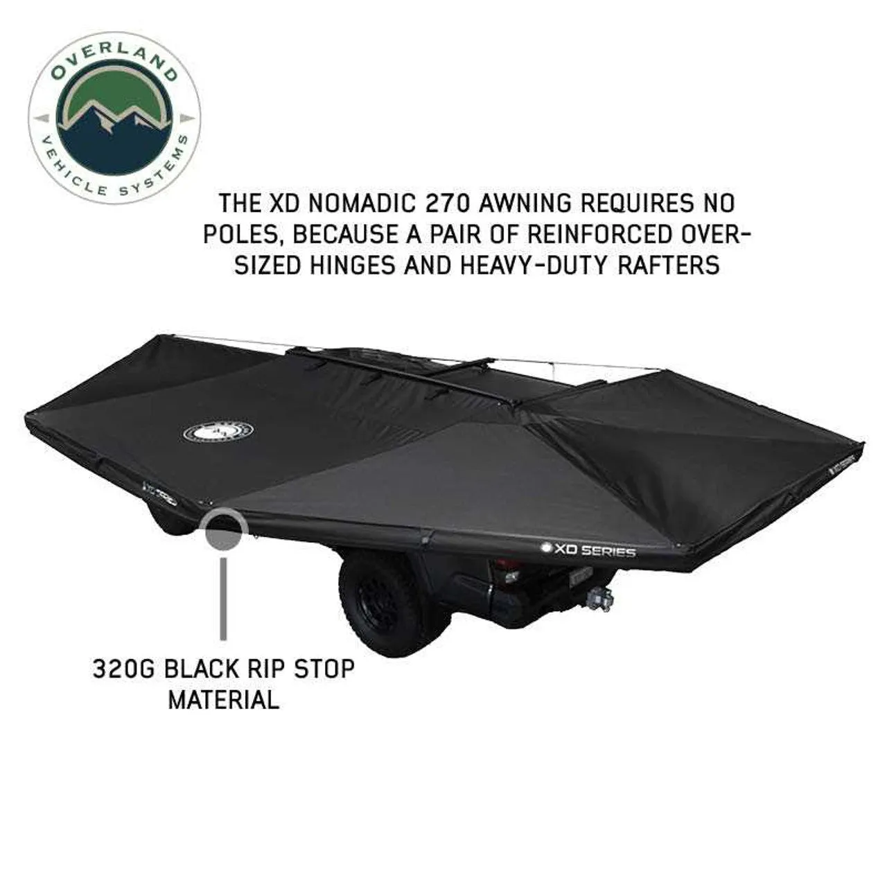 Overland Vehicle Systems XD Nomadic Black Out 270 Degree Awning w/ Lights
