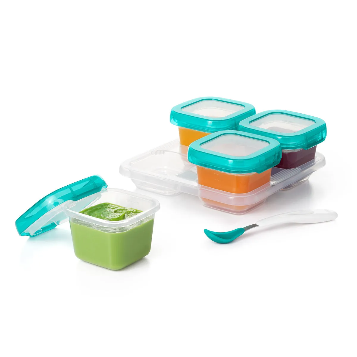 OXO TOT Baby Blocks Freezer Storage Containers Set 6oz/180ml - Teal