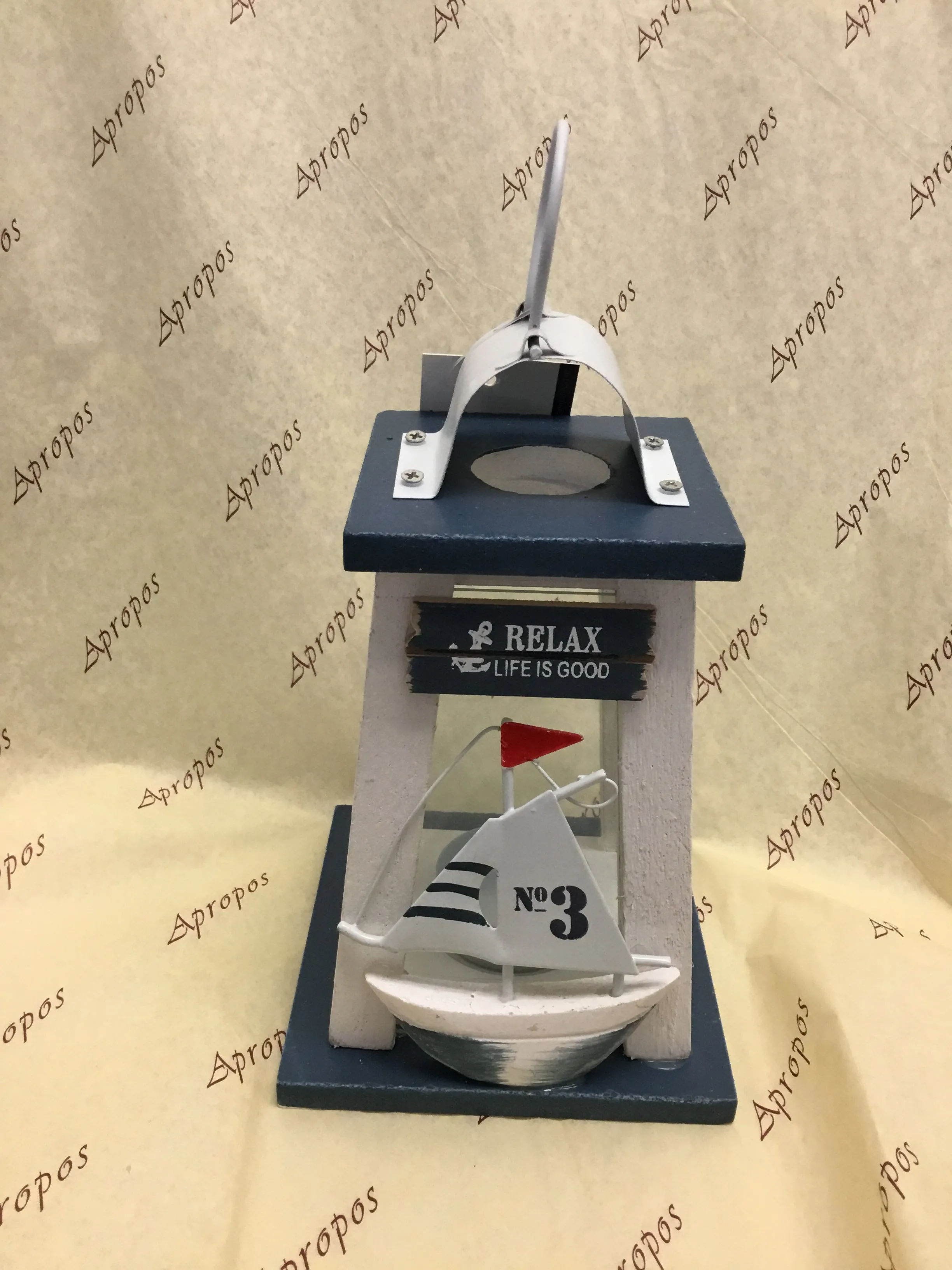 Tall Ships ND/BWLLS-ML Blue White Lantern Small