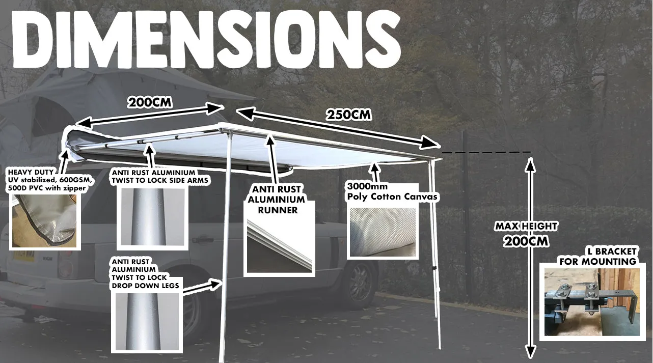 Ventura Deluxe 1.4 Roof Top Tent   Side Awning
