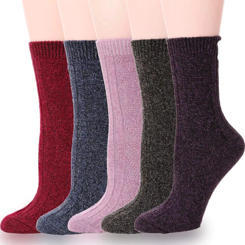 Women's 5 Pairs Hiking Thermal Wool Socks