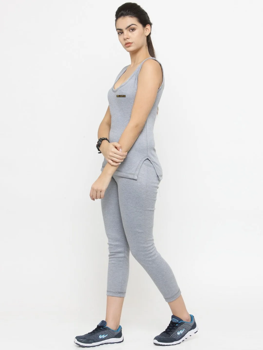 WOMEN'S CUT SLEEVES THERMAL TOP AND BOTTOM SET