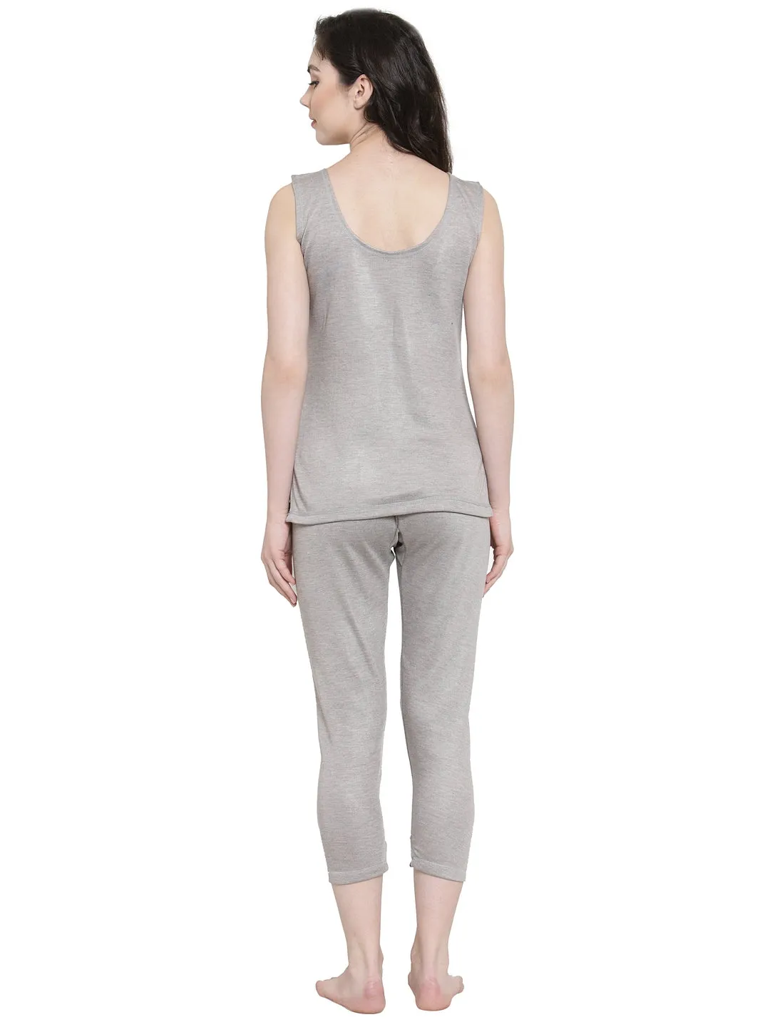 WOMEN'S CUT SLEEVES THERMAL TOP AND BOTTOM SET