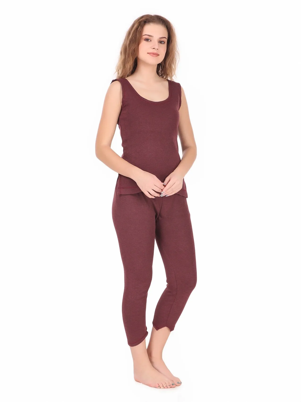 WOMEN'S CUT SLEEVES THERMAL TOP AND BOTTOM SET