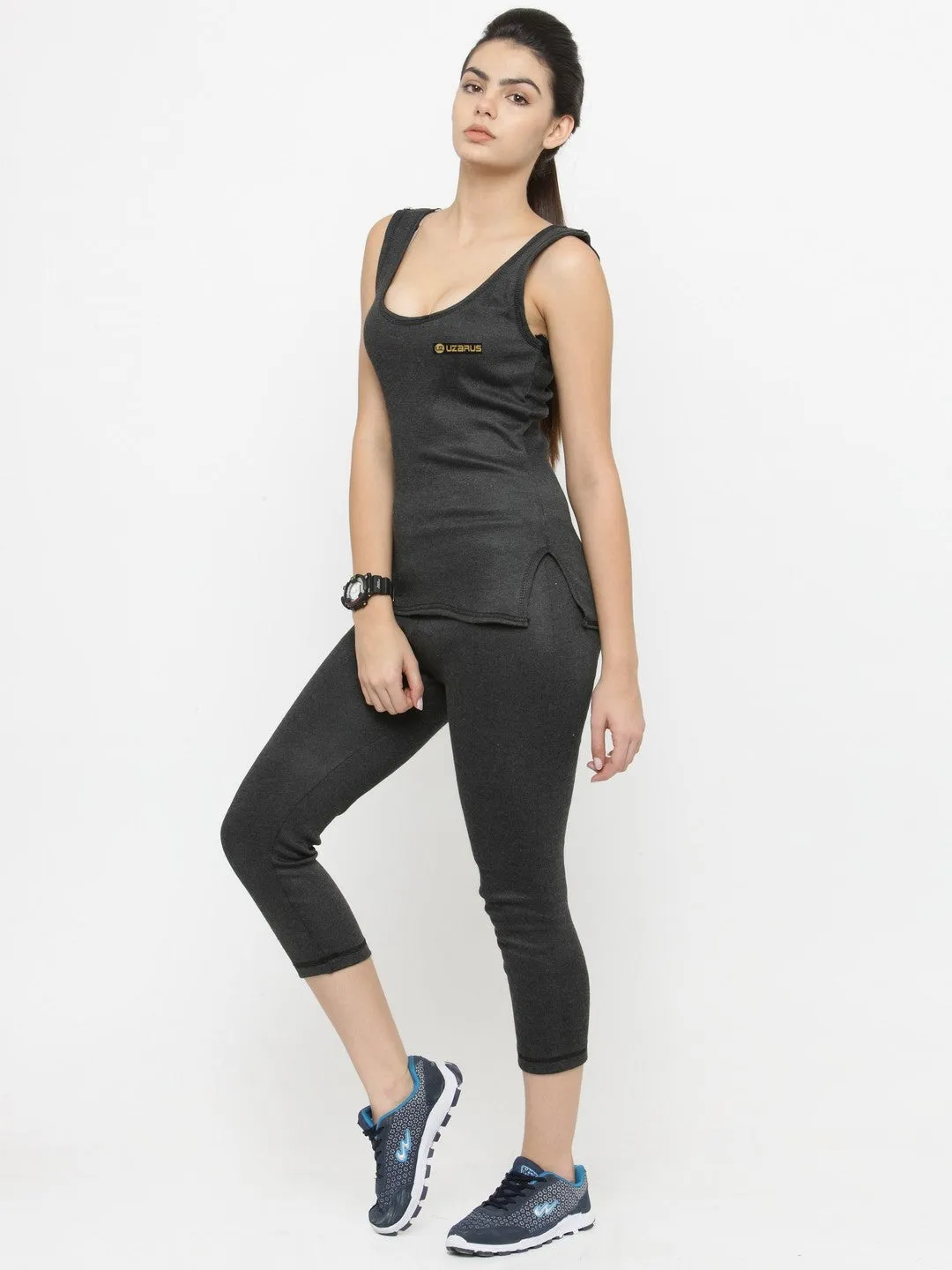 WOMEN'S CUT SLEEVES THERMAL TOP AND BOTTOM SET