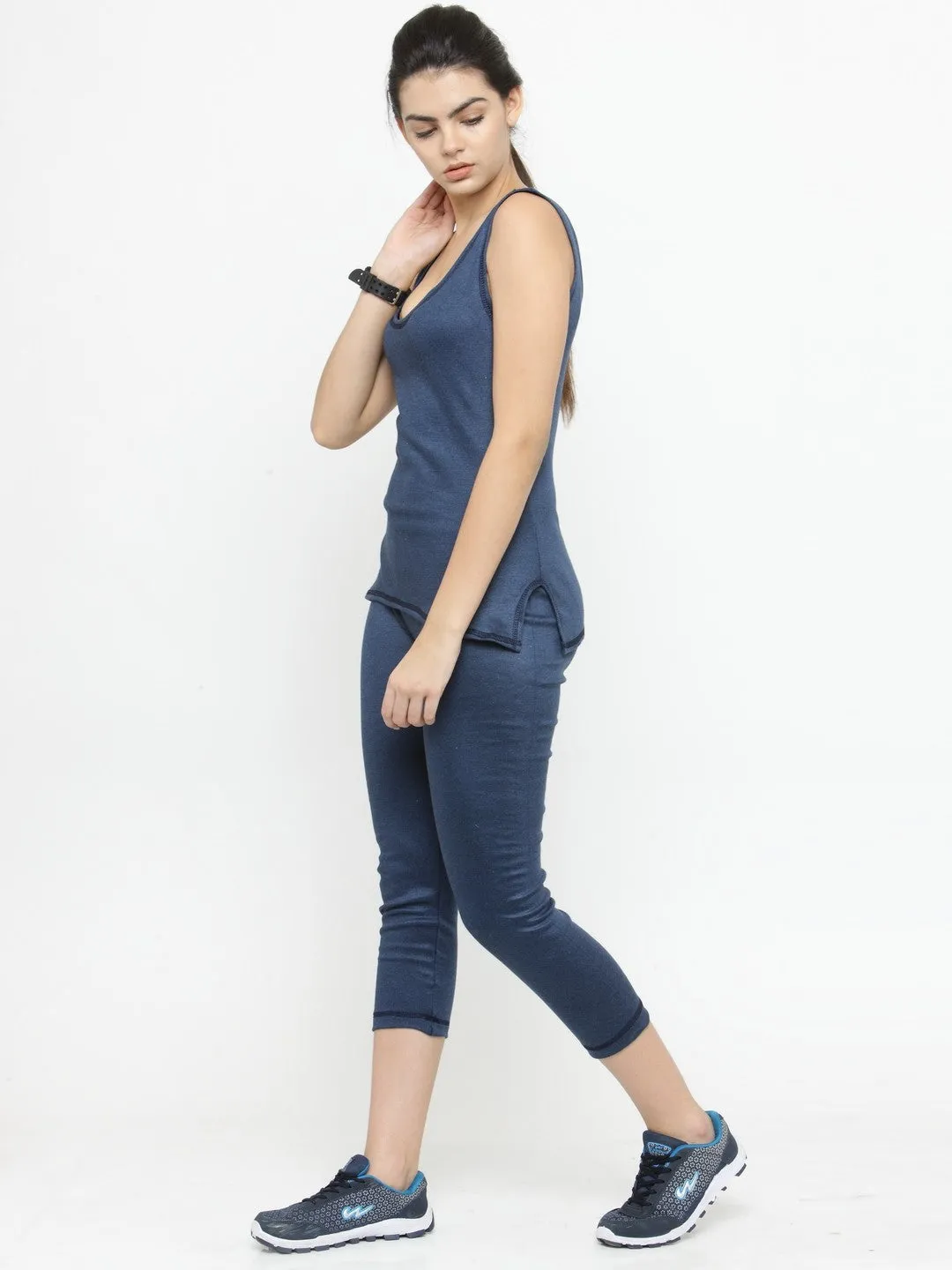 WOMEN'S CUT SLEEVES THERMAL TOP AND BOTTOM SET