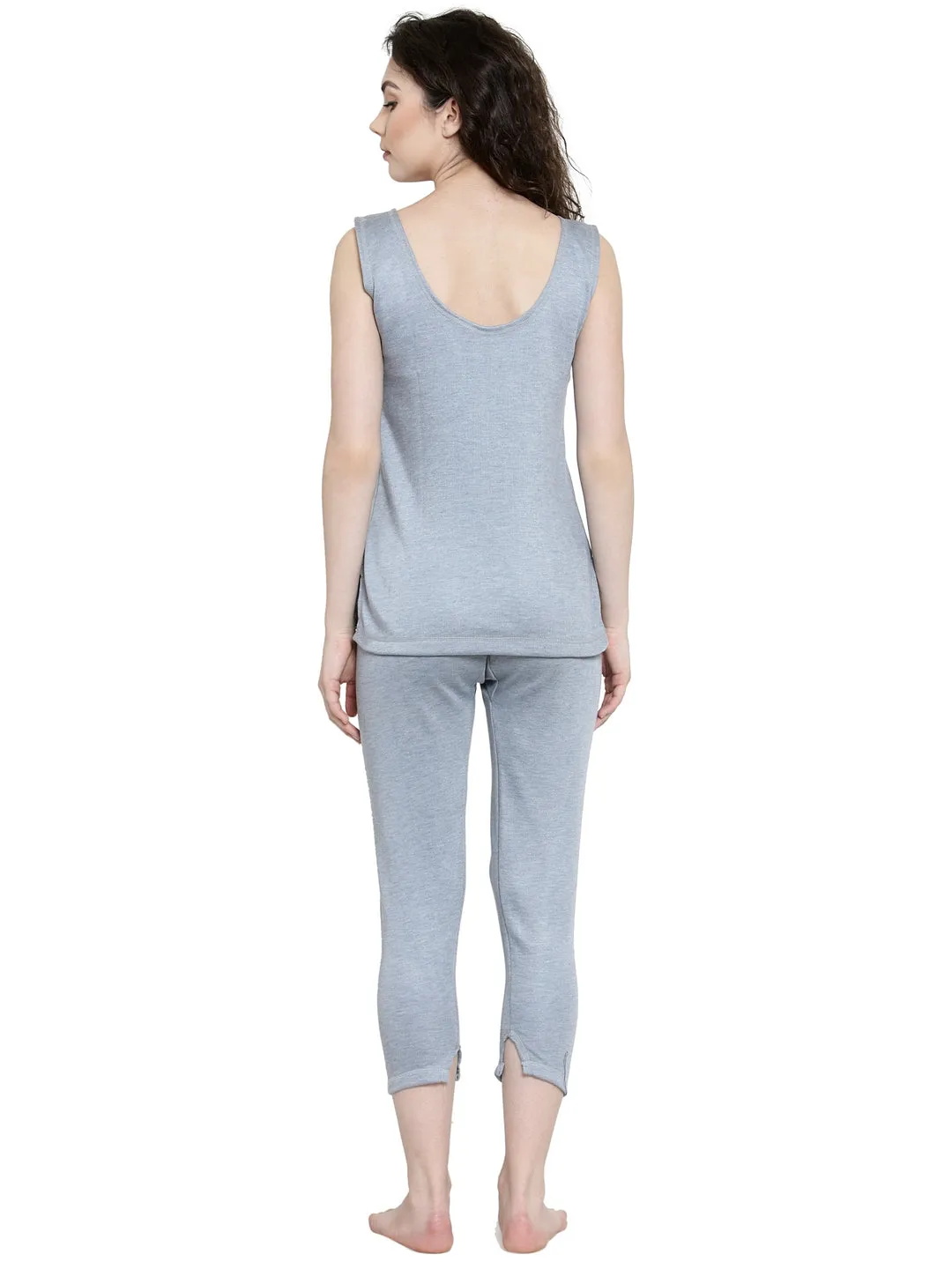 WOMEN'S CUT SLEEVES THERMAL TOP AND BOTTOM SET