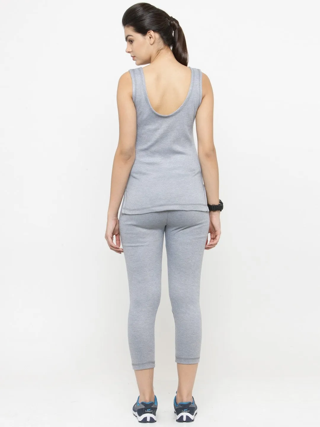 WOMEN'S CUT SLEEVES THERMAL TOP AND BOTTOM SET