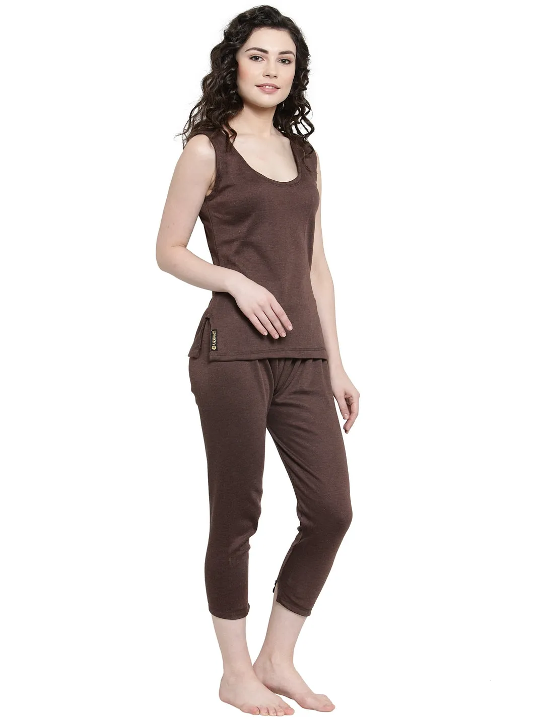 WOMEN'S CUT SLEEVES THERMAL TOP AND BOTTOM SET