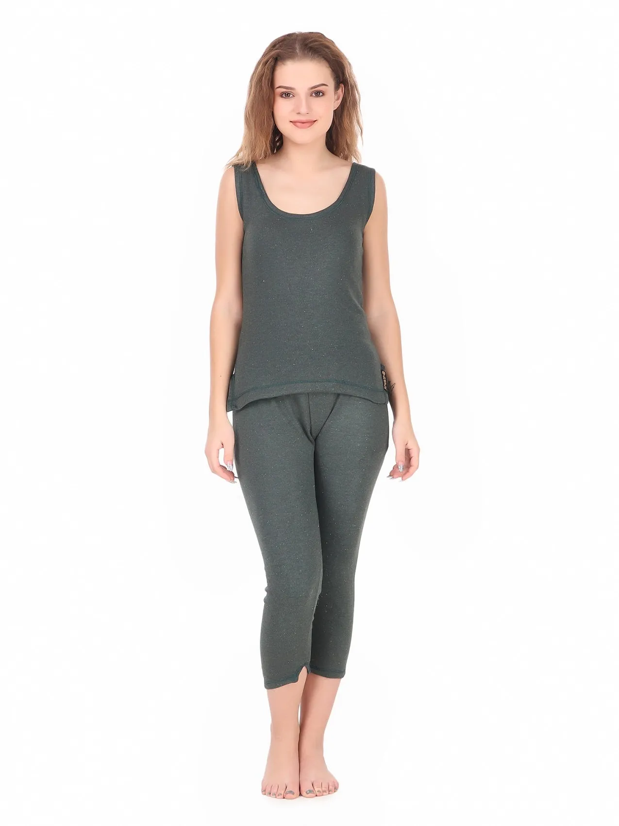 WOMEN'S CUT SLEEVES THERMAL TOP AND BOTTOM SET
