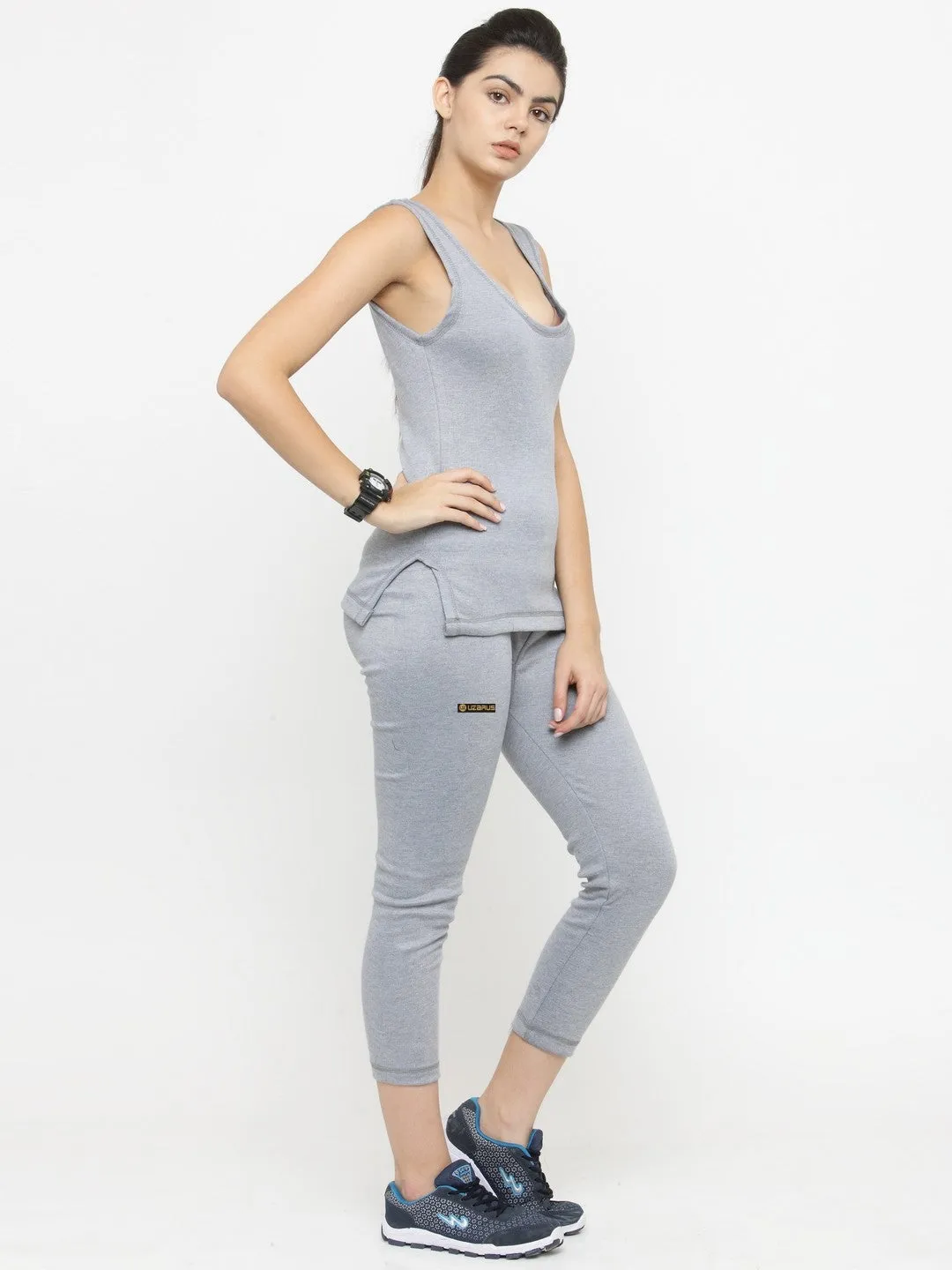 WOMEN'S CUT SLEEVES THERMAL TOP AND BOTTOM SET